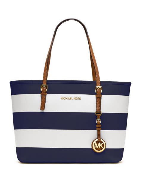 michael kors jet set tote navy stripe|Michael Kors jet set luggage.